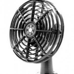 Front angle view of plastic cage fan