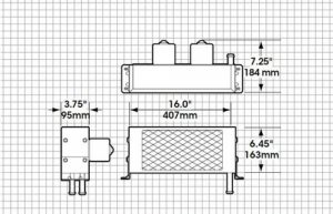 Diagram drawing with heater dimensions