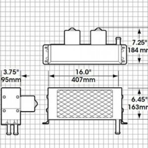 Diagram drawing with heater dimensions