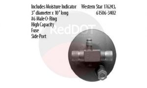 Product image Red Dot 74R3137 receiver drier top view with specs