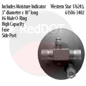 Product image Red Dot 74R3137 receiver drier top view with specs