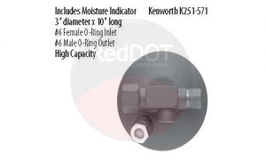 Product image Red Dot 74R3357 receiver drier top view with specs