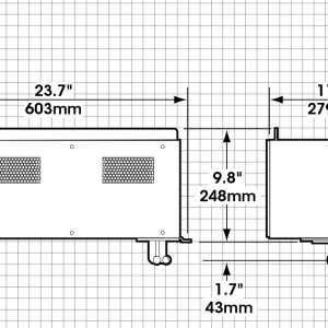 Product spec drawing with dimensions